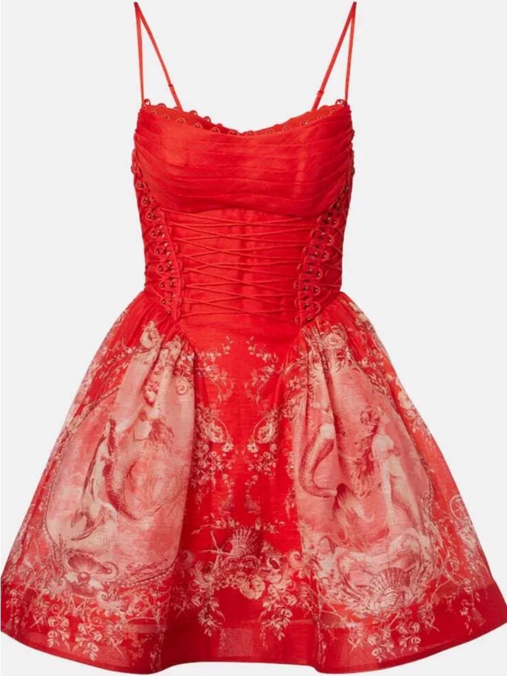 Women's Red Spaghetti-Strap Corset Party Dress